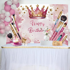 Lofaris Pink Beauty Makeup Girls Birthday Backdrop