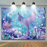 Lofaris Purple Mermaid Under The Sea Birthday Backdrop