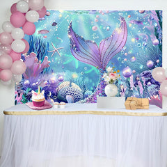 Lofaris Purple Mermaid Under The Sea Birthday Backdrop