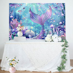 Lofaris Purple Mermaid Under The Sea Birthday Backdrop