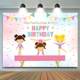 Lofaris Lets Flip Athlete Gymnast Girls Birthday Backdrop