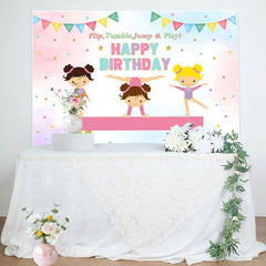 Lofaris Lets Flip Athlete Gymnast Girls Birthday Backdrop