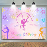 Lofaris Flip Gymnastics Theme Pink Birthday Backdrop