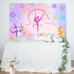 Lofaris Flip Gymnastics Theme Pink Birthday Backdrop