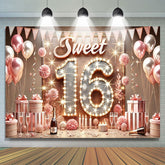 Lofaris Pink Balloon Sweet 16 Birthday Party Backdrop