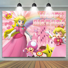 Lofaris Pink Bow Peach Princess Girl Birthday Backdrop