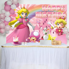 Lofaris Pink Bow Peach Princess Girl Birthday Backdrop