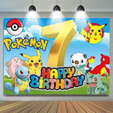 Lofaris Happy 7th Birthday Cartoon Kids Party Backdrop