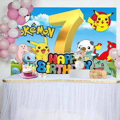 Lofaris Happy 7th Birthday Cartoon Kids Party Backdrop