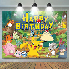 Lofaris Cartoon Forest Happy Birthday Theme Backdrop for Kids