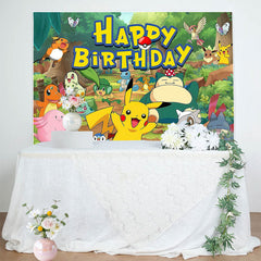 Lofaris Cartoon Forest Happy Birthday Theme Backdrop for Kids