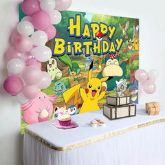 Lofaris Cartoon Forest Happy Birthday Theme Backdrop for Kids