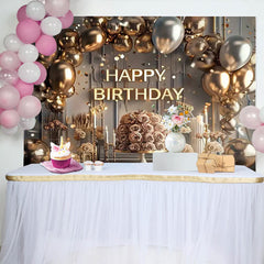 Lofaris Gold Glitter Balloon Birthday Party Backdrop