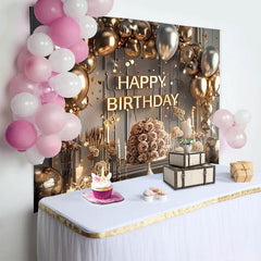 Lofaris Gold Glitter Balloon Birthday Party Backdrop