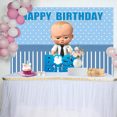 Lofaris Baby Blue Boss Birthay Party Backdrop for Boy