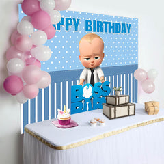 Lofaris Baby Blue Boss Birthay Party Backdrop for Boy