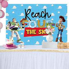 Lofaris Reach Four The Sky Toy Birthday Backdrop