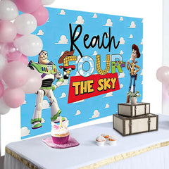 Lofaris Reach Four The Sky Toy Birthday Backdrop