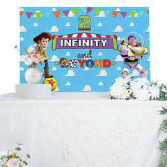 Lofaris Two Infinity And Beyond Blue Birthday Backdrop