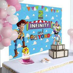 Lofaris Two Infinity And Beyond Blue Birthday Backdrop