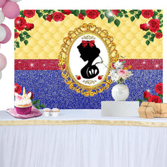 Lofaris Princess Silhouette Rose Yellow Birthday Backdrop