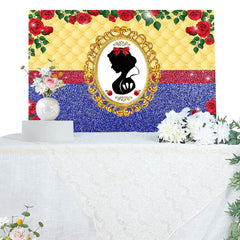 Lofaris Princess Silhouette Rose Yellow Birthday Backdrop