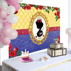 Lofaris Princess Silhouette Rose Yellow Birthday Backdrop