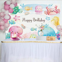 Lofaris Octopus Jellyfish Under Sea Theme Birthday Backdrop