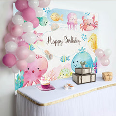 Lofaris Octopus Jellyfish Under Sea Theme Birthday Backdrop