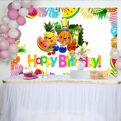 Lofaris Fruit Tropical Happy Bithday Party Backdrop