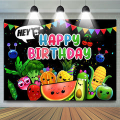 Lofaris Hey Sensory Fruit Happy Birthday Backdrop for Party