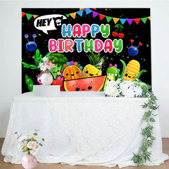 Lofaris Hey Sensory Fruit Happy Birthday Backdrop for Party