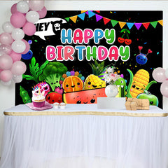 Lofaris Hey Sensory Fruit Happy Birthday Backdrop for Party