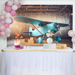 Lofaris Vintage Airplane Wood Birthday Party Backdrop