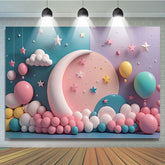 Lofaris Balloons Pink Blue Baby Gender Reveal Backdrop