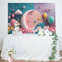 Lofaris Balloons Pink Blue Baby Gender Reveal Backdrop