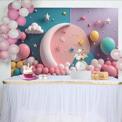 Lofaris Balloons Pink Blue Baby Gender Reveal Backdrop