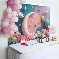 Lofaris Balloons Pink Blue Baby Gender Reveal Backdrop
