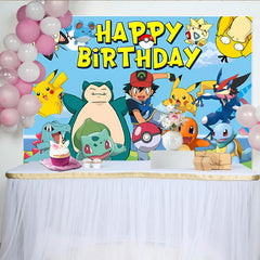 Lofaris Blue Sky Pokemon Happy Birthday Party Backdrop