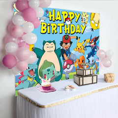 Lofaris Blue Sky Pokemon Happy Birthday Party Backdrop