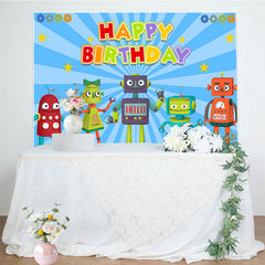 Lofaris Cartoon Robot Kids Birthday Party Backdrop