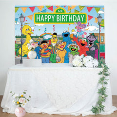 Lofaris Sesame Cartoon Happy Birthday Kids Party