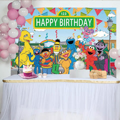 Lofaris Sesame Cartoon Happy Birthday Kids Party