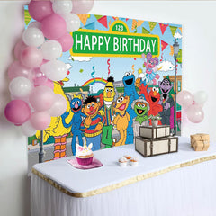 Lofaris Sesame Cartoon Happy Birthday Kids Party