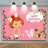 Lofaris Pink Cute Strawberry Birthday Party Backdrop for Girls
