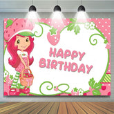 Lofaris Strawberry Happy Birthday Girls Party Backdrop