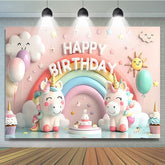Lofaris Sweet Rainbow Unicorn Birthday Cake Smash Backdrop