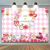 Lofaris Pink Wonderland Happy Birthday Backdrop for Girls
