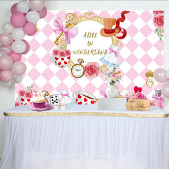 Lofaris Pink Wonderland Happy Birthday Backdrop for Girls