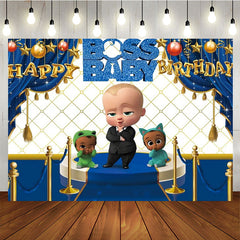 Lofaris Blue Happy Boss Birthday Baby Backdrop for Boys
